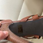 BCBG leather‎ heeled sandals. Size 9.5. 4” heels. Silver Photo 5