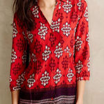Maeve  Anthropologie Woodland Walk‎ Aztec Print  Button Down Blouse Tunic Size 0 Photo 0
