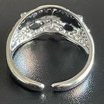 Cute blue crystal eyes owl open ring Silver Photo 7