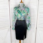 ZARA  Paisley Satin Button Up Blouse White Multi Small Photo 12