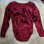 No Boundaries Bodysuit V-Neck w Crisscross Bodice, Long Sleeves, Velvet Burgundy, Sz Large Photo 8
