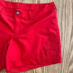 Athleta  Bright Red Coastal Eyelet Floral Cut-out Shorts Womens 6 Photo 2