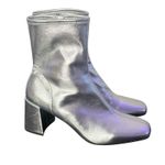 A New Day Pippa Metallic Silver Block Heel Ankle Boots Size 11 Stretch Cosplay Photo 8