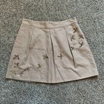 Anthropologie Leifnotes tan metallic sequin embroidered mini skirt size 8 Photo 1