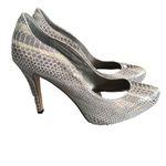 White House | Black Market Silver Metallic Snake Print Pumps Size 6.5 Photo 2
