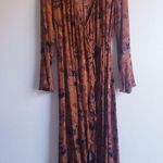 Leith  Nordstrom Rack Floral Autumn Rust Belle Sleeve Wrap Dress Photo 2
