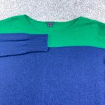 Theory Suffira Lofty Womens L Cashmere Colorblock Crewneck Sweater Navy Green Photo 1