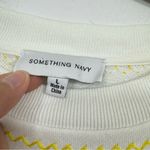Something Navy  White Contrast Stitch Sweatshirt Womens L Casual Oversized Photo 3