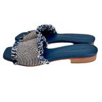 J. McLaughlin  Navy Blue ‘Lile’ Raw Edge Denim Sandals, Size 6 Photo 1