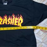 Thrasher Magazine Cropped Black Tshirt‎ Boxy Casual Rocker Heavy Metal Cotton Photo 6