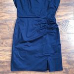 Milly • Maxwell Ruched Poplin Shirtdress navy cap sleeve sheath dress fitted Photo 6