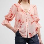 Cinq à Sept New! Cinq a Sept Jennings Floral Pintuck Button-Front Top Sz Small $345 Photo 0