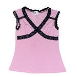 Iz Byer Y2K pink and black lace tank top Photo 0