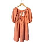 Free People  Babydoll Puff Sleeves Violet Mini Dress In Grapefruit/Coral Size M Photo 4