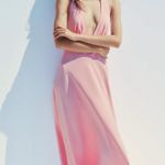 ZARA  Pink Backless Halter Dress wedding maxi long evening party coctail Photo 10