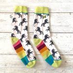 Urban Outfitters  Crew Socks Rainbow Pride LGBTQ Unicorn Print Unisex Mens Womens Photo 0