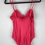 Halston Formfit Vintage Satin Lace Teddy Bodysuit Size 34 S Hot Pink Nylon Photo 3