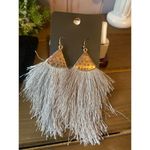 Antique gold and silver gray threaded tassel earrings Silver Photo 1