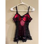 Victoria's Secret  Sexy Little Things Black Pink Lace Corset Babydoll Lingerie 36B Photo 2