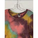 Yahada Women's Tie Dye Bell Sleeve Ruffle Hem Top Size Small Yellow Photo 2