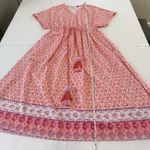 Cabana Life Napa Tie Waist Tassels Coral Orange White Midi Dress Size SMALL Photo 14