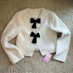 Avec Les Filles  Ivory Cream Black Bow Cardigan Blazer NWT Photo 14