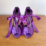 Tom Ford • purple satin evening heels pumps peep toe ankle ribbon tie stiletto Photo 2
