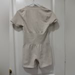 Beige Short Sleeve Jumpsuit Size L Photo 2