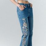 Y2K Vintage Embellished Embroidered Beaded Flare Jeans Low Rise 2000s Fairy Boho Blue Size 27 Photo 3