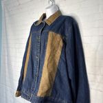 Coldwater Creek 3X Denim Jacket Blue Gold Paisley Faux Leather Trim Western Boho Photo 7