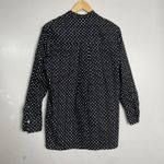 Diane Von Furstenberg  Women's Collarless Shirt Button Up Black Dot Top P Photo 2