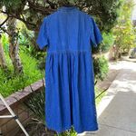 Vintage Embroidered Denim Dress with Pockets size‎ Large Blue Photo 1