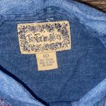 Vintage Back To School Embroidered Denim Shirt with Colorful Accents Blue Photo 5