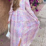 Rococo Sand Etre Metallic Maxi Dress Pink Multi Size L Photo 0