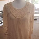 Rewind 🦄   /  Medium / Beige Lace Trim Blouse Photo 0