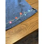 Denim & Co Women Medium Short Sleeve Zip Embroidered Floral Grannycore Boho Blue Photo 5