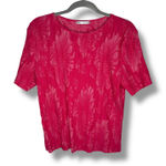 ZARA Textured Floral Print Top Fuchsia Pink Short Sleeve EUC Women's Photo 0