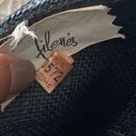 Vintage Filene’s Navy Blue Sun Straw Hat with Satin Paisley Ribbon Photo 5