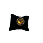 Antique brushed gold amber toned stoned brooch Photo 1