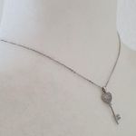 Chomel Silver Tone Cubic Zirconia Key Statement‎ Necklace Dainty Feminine Photo 9