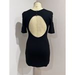 H&M Women’s Black Jeweled Neck Short Sleeve Open Back Mini Dress Size 6 Photo 2
