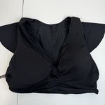 Torrid  0 US L Wireless Flutter Sleeve Bikini Top Swimsuit Swim Black Tie Front Photo 9