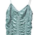 NWT Rotate Birger Christensen Aria Ruched Polkadot Velvet Mini Dress in BlueSurf Green Size 6 Photo 7