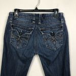 Rock Revival Sara Boot Frayed Hem Bling Flap Pocket Blue Jeans Women's Size 29 Photo 2