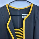 Julian Taylor Vintage Black/Yellow Striped Short Sleeve Sheath Midi Dress Sz14 Photo 2