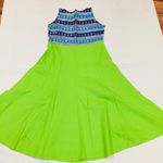 NWT Royal Blue and Lime Green Tribal Print Tunic Dress Indian Pakistani Summer Size M Photo 4