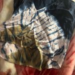 Satin Tie Dye beige navy blue spaghetti strap tank top Photo 3