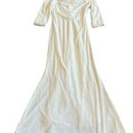 Lelasilk Long White Gown Dress Maxi Length Cowl Velvet Tie Back Size XL Women's Photo 0