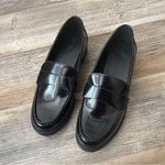 Old Navy Black Faux Patent Leather Chunky Heel Loafers Size 8 Photo 1