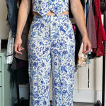 TALULAH  Blue White Paisley Sleeveless Top and Pants Set Size L NWT Photo 0